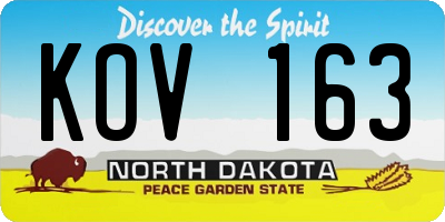 ND license plate KOV163