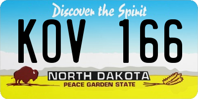 ND license plate KOV166