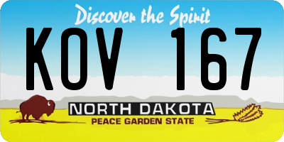 ND license plate KOV167