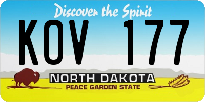 ND license plate KOV177