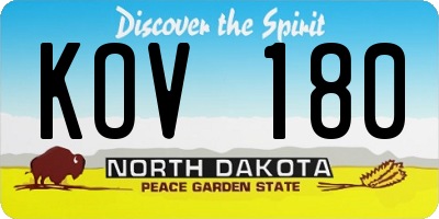 ND license plate KOV180