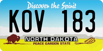 ND license plate KOV183