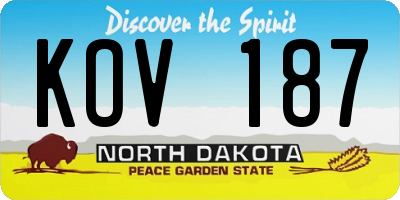 ND license plate KOV187