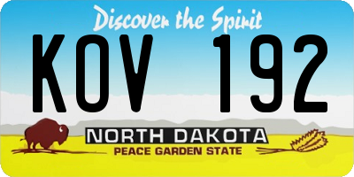 ND license plate KOV192