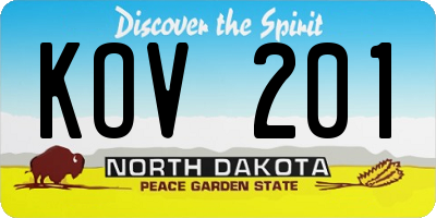 ND license plate KOV201