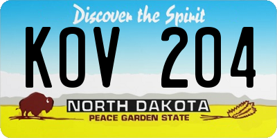 ND license plate KOV204