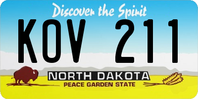 ND license plate KOV211