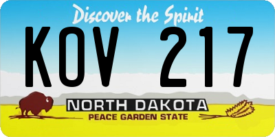 ND license plate KOV217