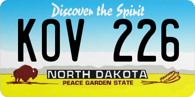 ND license plate KOV226