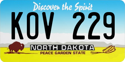 ND license plate KOV229
