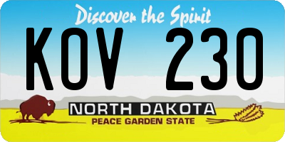 ND license plate KOV230