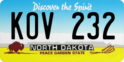 ND license plate KOV232
