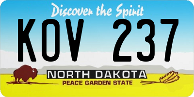 ND license plate KOV237