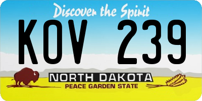 ND license plate KOV239