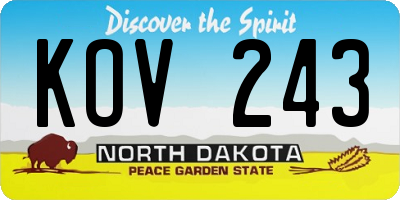 ND license plate KOV243