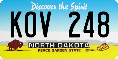ND license plate KOV248
