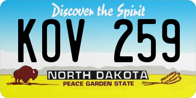 ND license plate KOV259