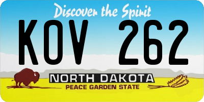 ND license plate KOV262