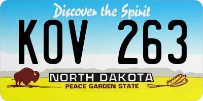 ND license plate KOV263