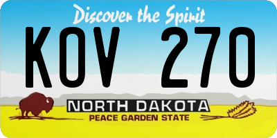 ND license plate KOV270