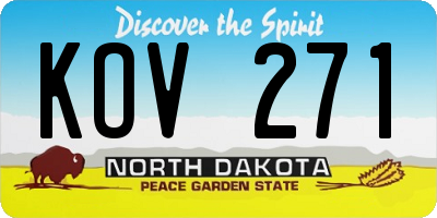 ND license plate KOV271
