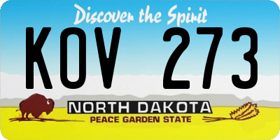 ND license plate KOV273
