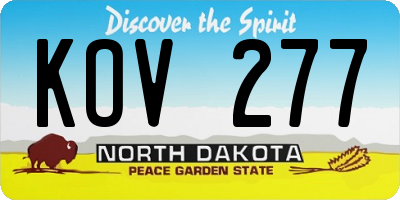 ND license plate KOV277