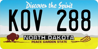 ND license plate KOV288