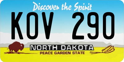 ND license plate KOV290