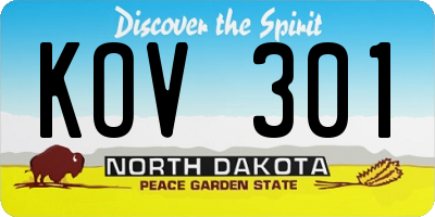 ND license plate KOV301