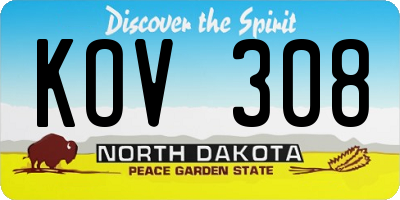 ND license plate KOV308