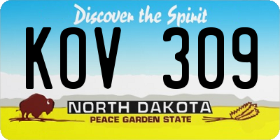 ND license plate KOV309