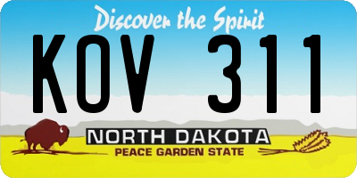 ND license plate KOV311