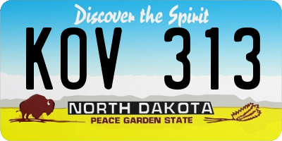 ND license plate KOV313