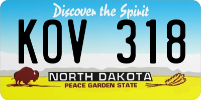ND license plate KOV318