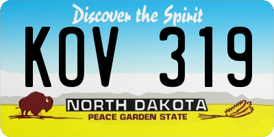 ND license plate KOV319