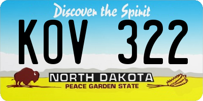 ND license plate KOV322