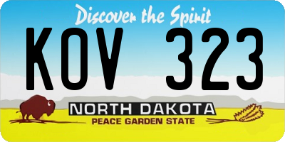 ND license plate KOV323