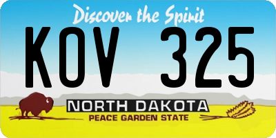 ND license plate KOV325