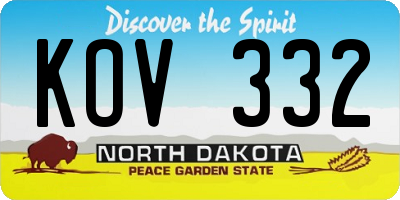 ND license plate KOV332