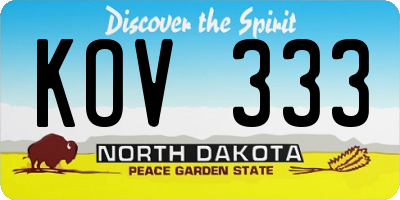 ND license plate KOV333