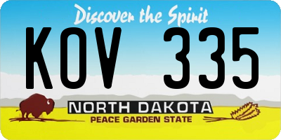 ND license plate KOV335