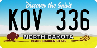 ND license plate KOV336