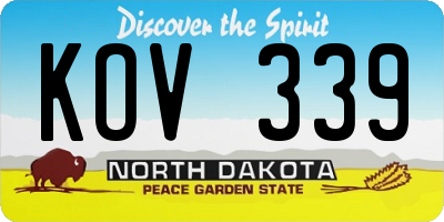 ND license plate KOV339