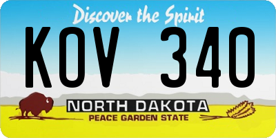 ND license plate KOV340