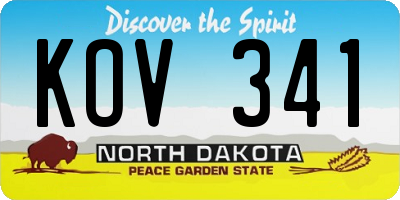 ND license plate KOV341