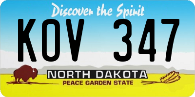 ND license plate KOV347