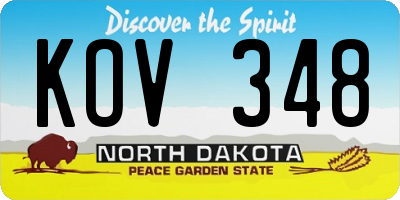 ND license plate KOV348