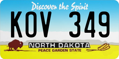 ND license plate KOV349
