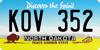 ND license plate KOV352